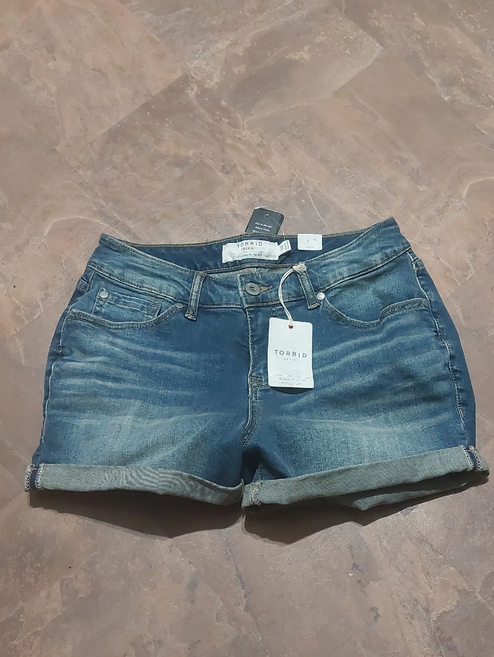 Torrid Vintage Blue Roll-Cuff Denim Shorts
